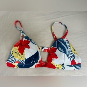 Hollister Floral Bikini Top with Red and Blue Accents